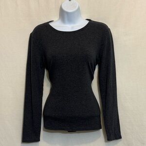 E-20 Ann Taylor Gray Scoop neck‎ Long Sleeve Pullover Sweater Size M